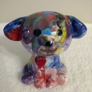 Ceramic Dog Art Pop Decorative Multicolored 4.5" x 4.5" Weight 7.35oz